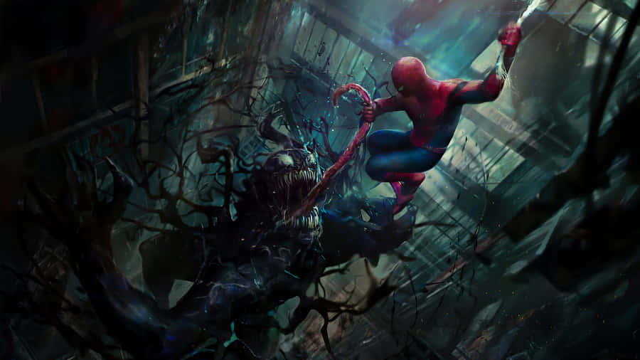 Spider Man Cool Holding Venom Tongue Wallpaper