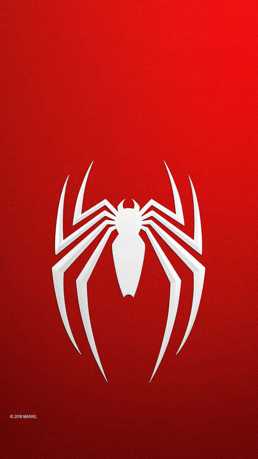 Spider Man Ps4 Silver Logo On Red Mobile Wallpaper