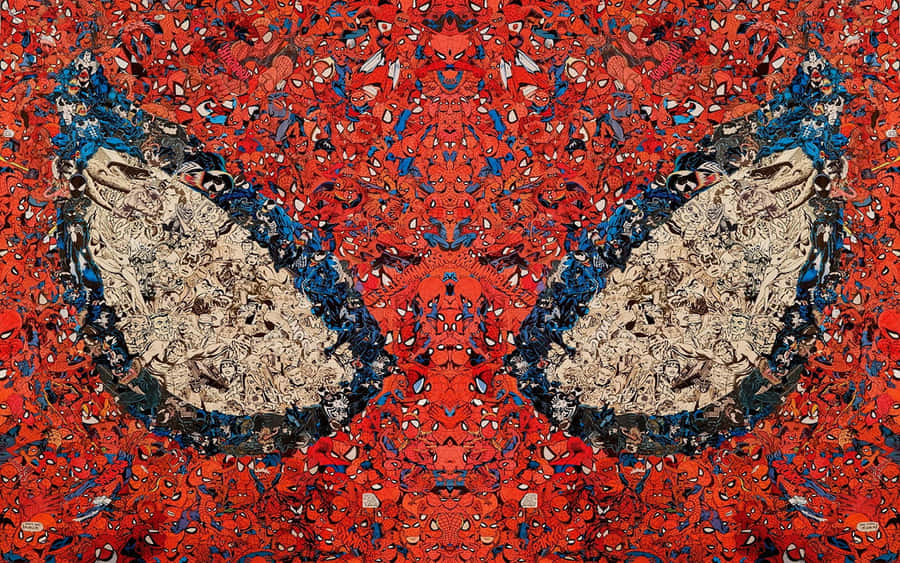 Spider - Man's Face In Red And Blue Paint Wallpaper