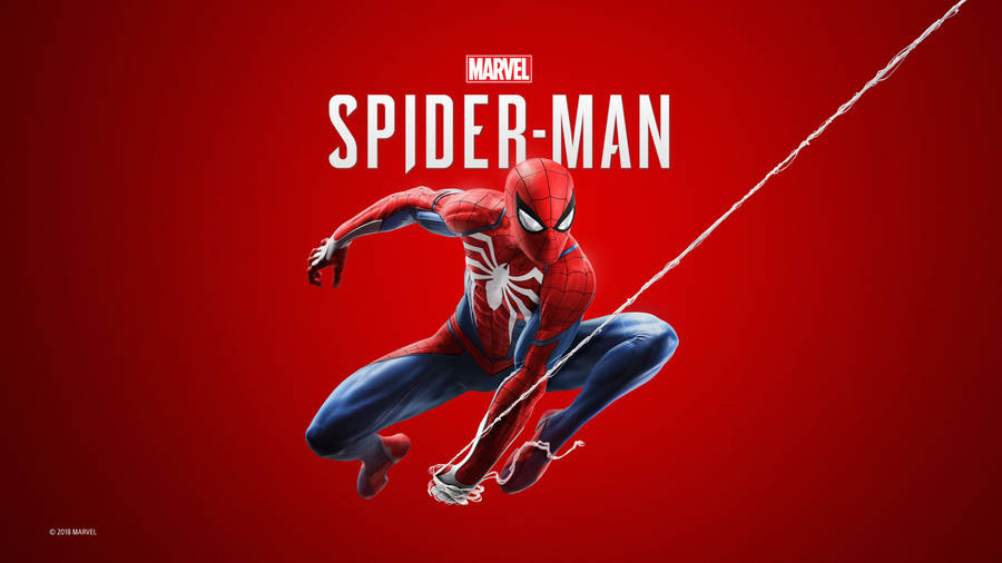 Spiderman With Web On Red Wallpaper