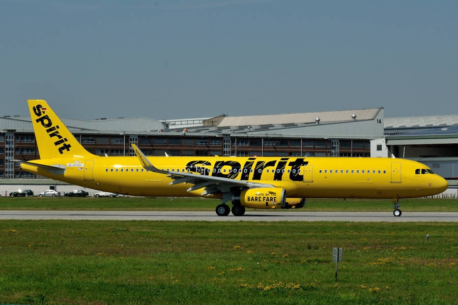 Spirit Airlines Plane On Airport Wallpaper