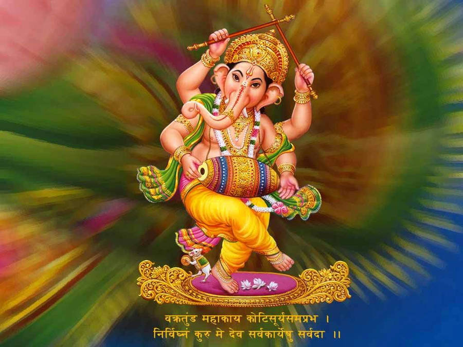 Spiritual Rhythm - Cute Ganesha Playing Drum Wallpaper