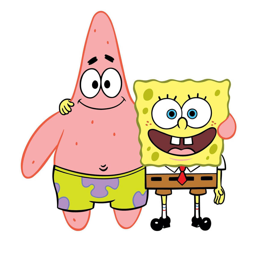 Spongebob And Patrick Plain White Wallpaper