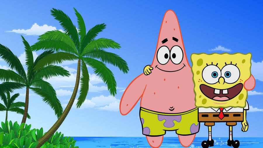 Spongebob And Patrick Tropical Getaway Wallpaper