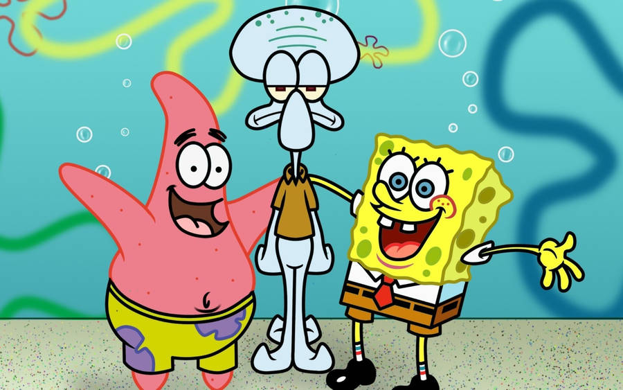Spongebob And Patrick With Squidward Wallpaper