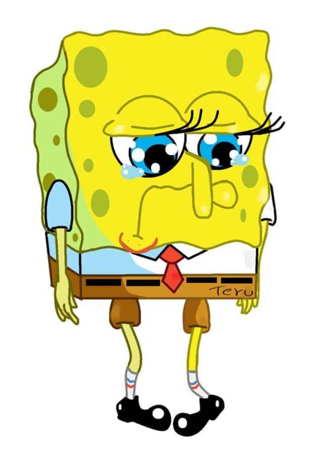 Spongebob Crying And Sulking Wallpaper