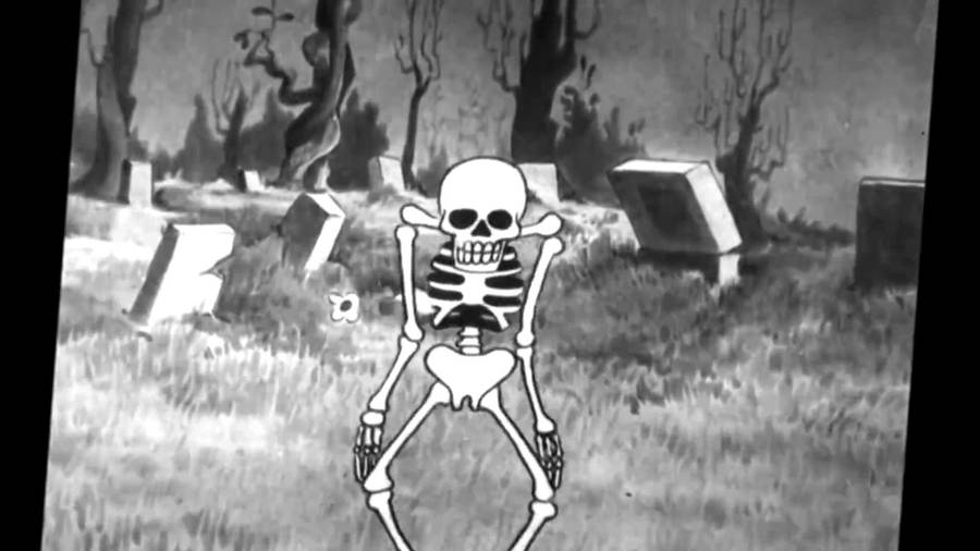 Spooky Black And White Skeleton Wallpaper