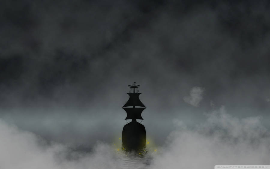 Spooky Ghost Ship Silhouette Wallpaper