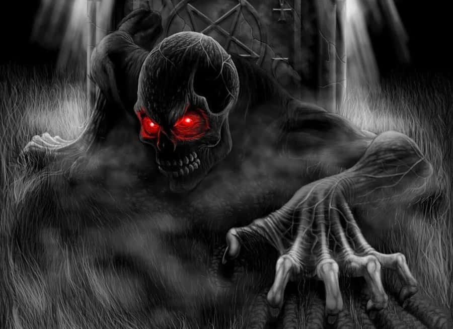 Spooky Halloween Skeleton In A Pumpkin Patch Wallpaper