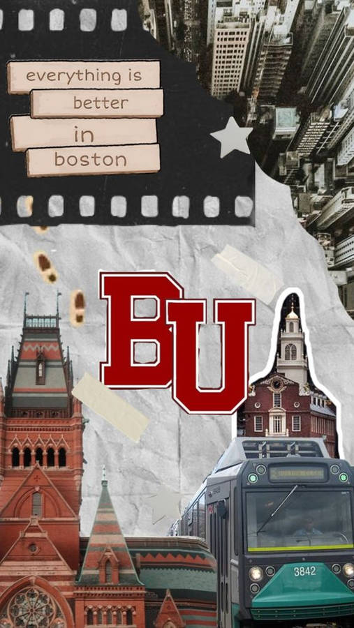 Sporty Boston University Collage Wallpaper