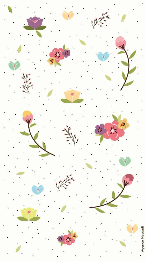 Spring Iphone Flowers And Dots Wallpaper