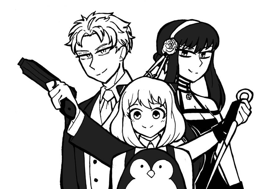 Spy X Family Black And White Wallpaper