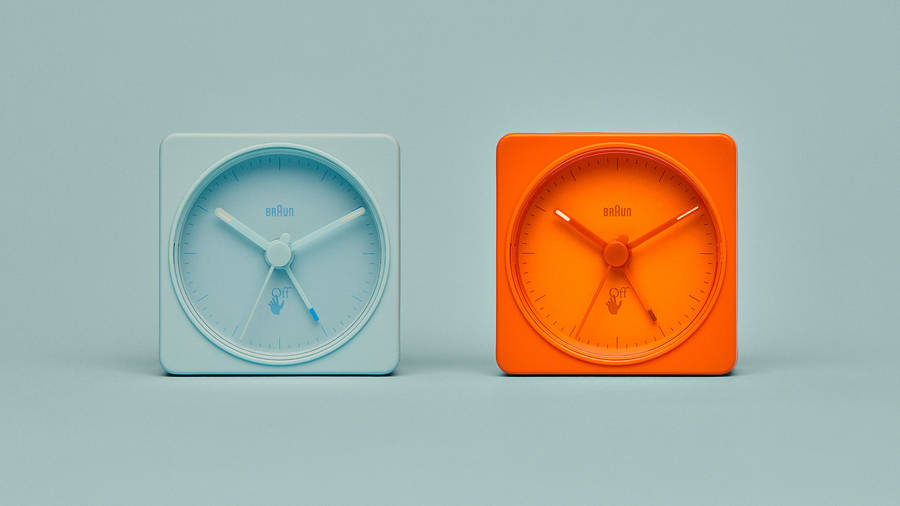 Square Monochromatic Braun Clocks Wallpaper