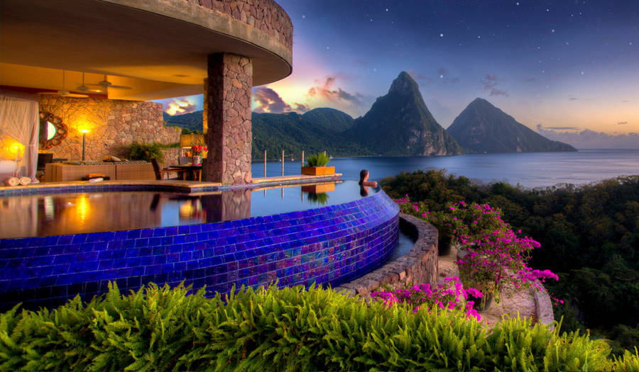 St. Lucia Infinity Pool Wallpaper