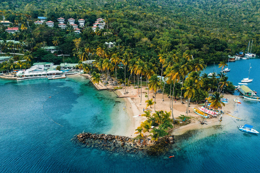 St. Lucia Rocky Seashore Wallpaper