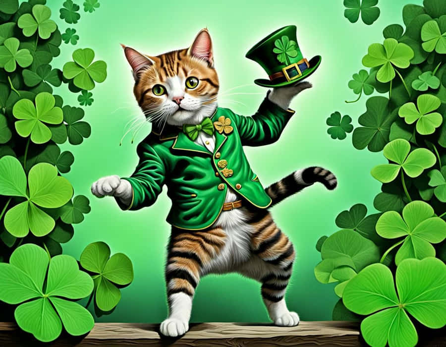 St Patricks Day_ Dancing Cat_ Illustration.jpg Wallpaper