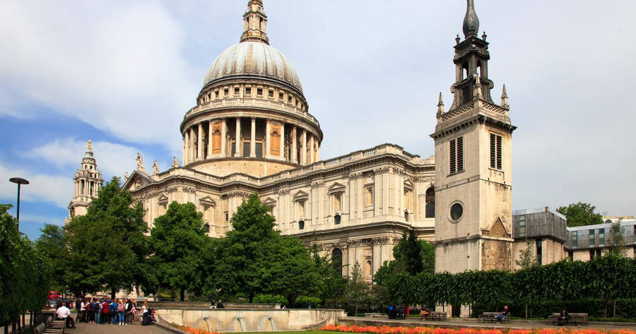 St Paul Cathedral Yellow Sun Lighting Wallpaper