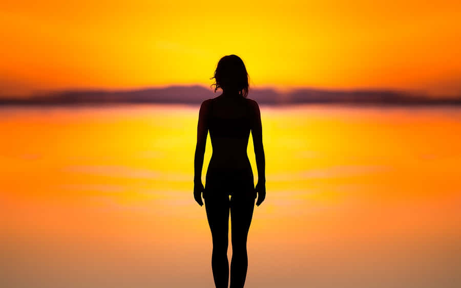 Standing Woman Silhouette Wallpaper