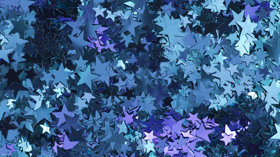 Star Glitter Blue Aesthetic Pc Wallpaper