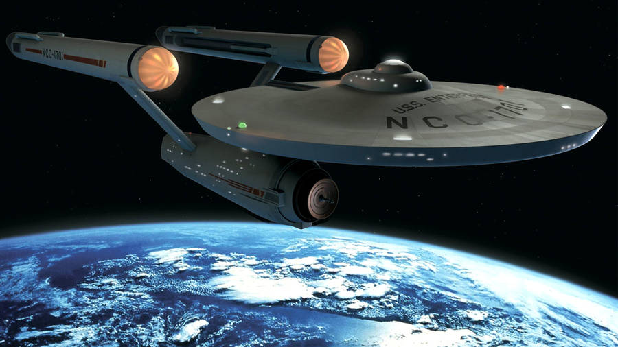 Star Trek Starship Uss Enterprise Above Earth Wallpaper