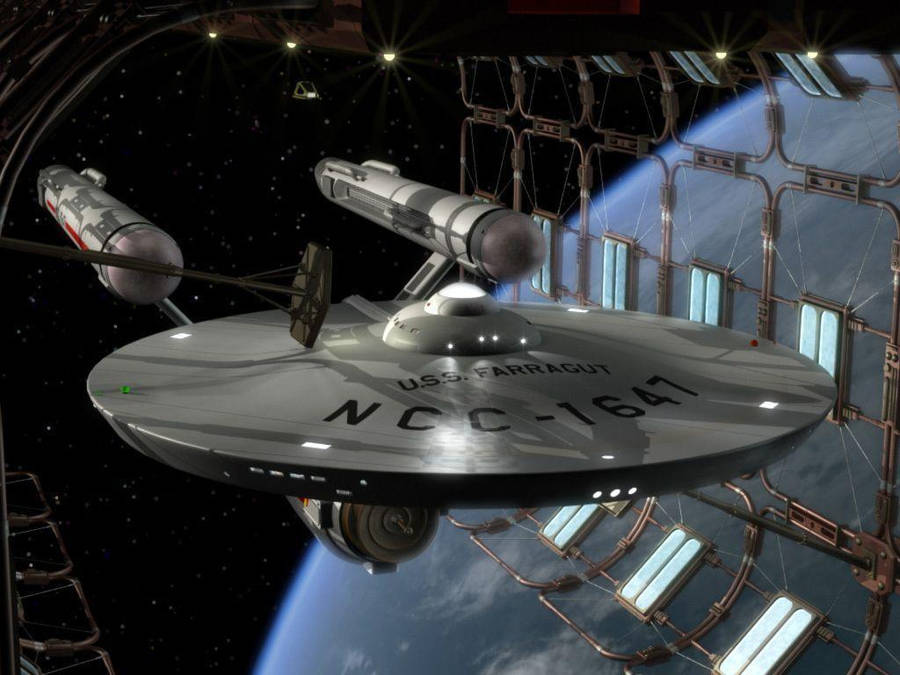 Star Trek Starship Uss Farragut In Hangar Wallpaper