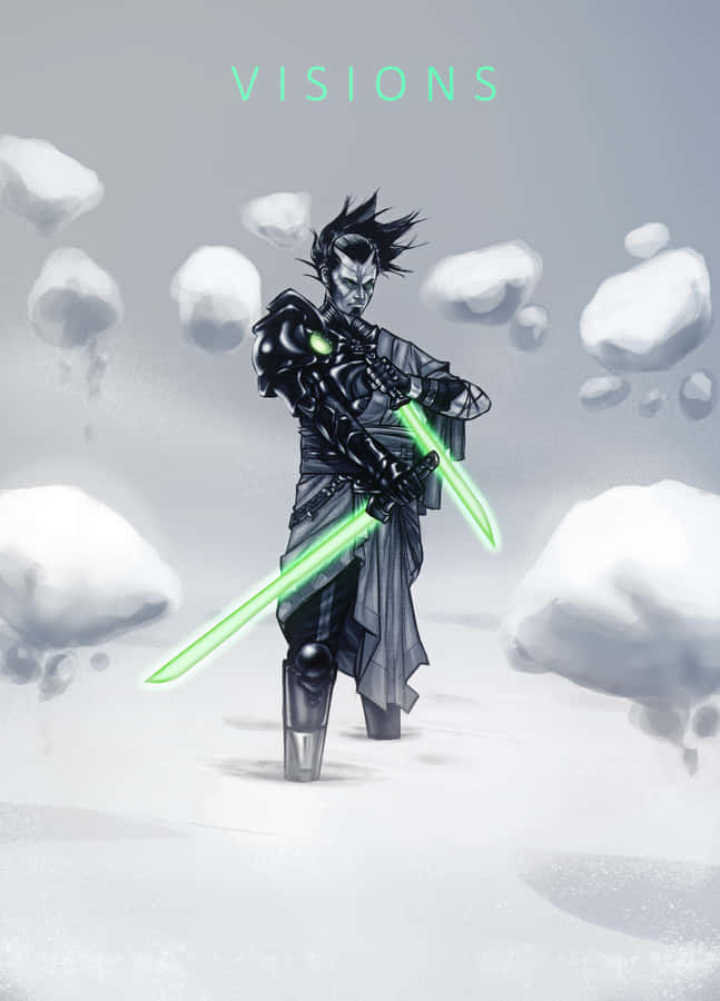 Star Wars Visions Warriorwith Lightsabers Wallpaper