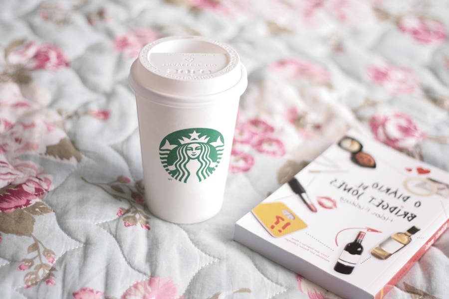 Starbucks On Floral Sheet Wallpaper