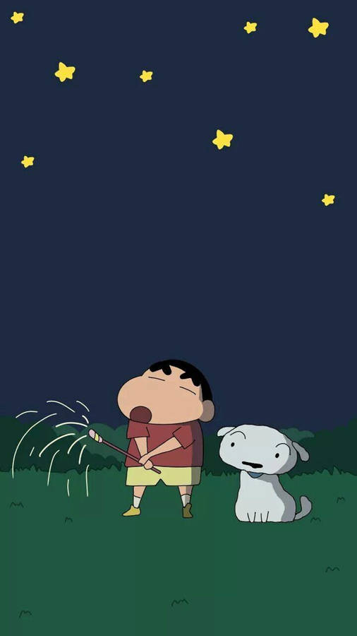 Stargazing Shin Chan Iphone Wallpaper