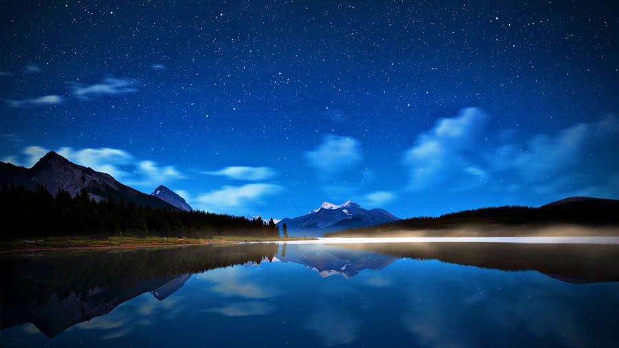 Starry Lake On A Beautiful Night Wallpaper