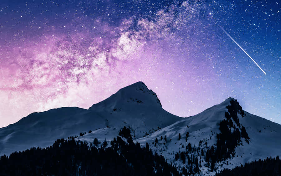 Starry Mountain Nightscape Wallpaper