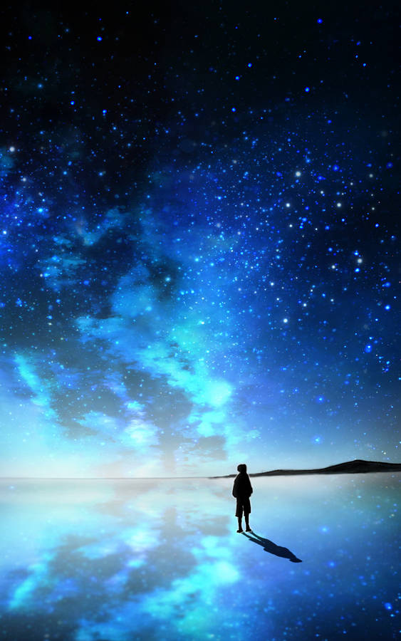 Starry Night Sky On Galaxy Tablet Wallpaper