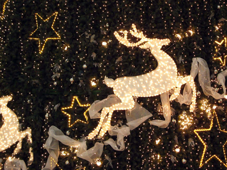 Stars And Reindeer Christmas Aesthetic Computer Wallpaper