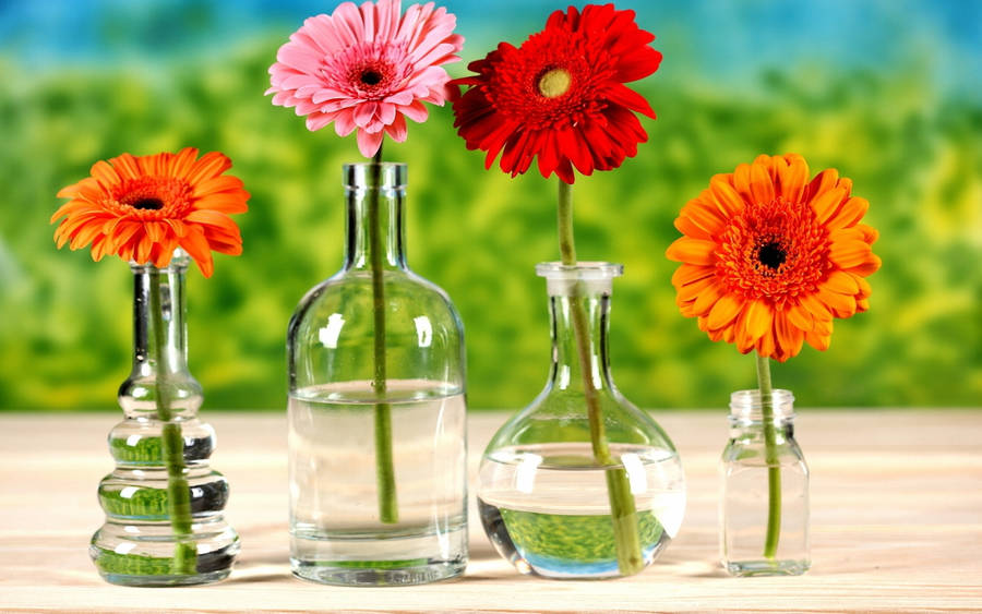 Static Flowers In A Bottle Wallpaper