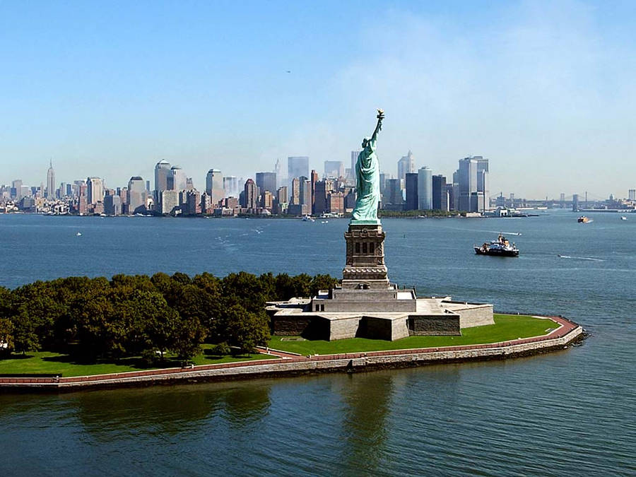 Statue Of Liberty Aerial Shot Wallpaper