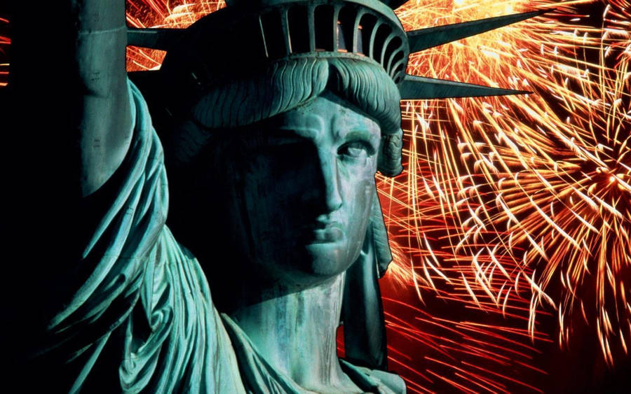 Statue Of Liberty Fireworks Wallpaper