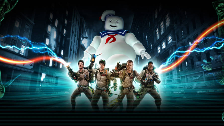 Stay Puft Marshmallow Man Causes Chaos In Ghostbusters Wallpaper