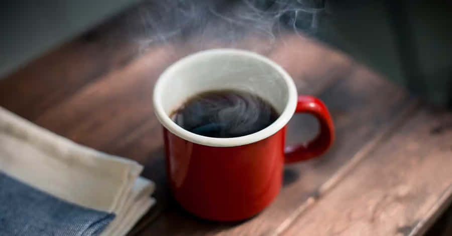 Steaming Coffeein Red Mug Wallpaper