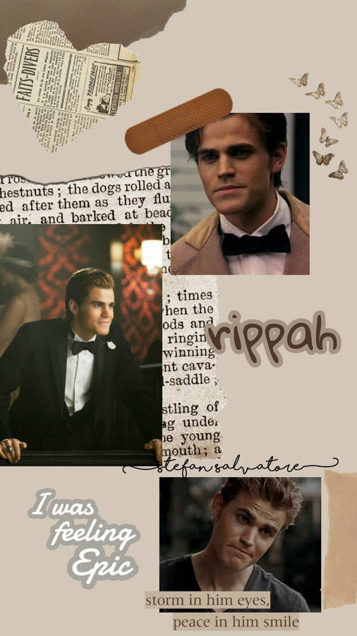 Stefan Salvatore Vintage Scrapbook Wallpaper