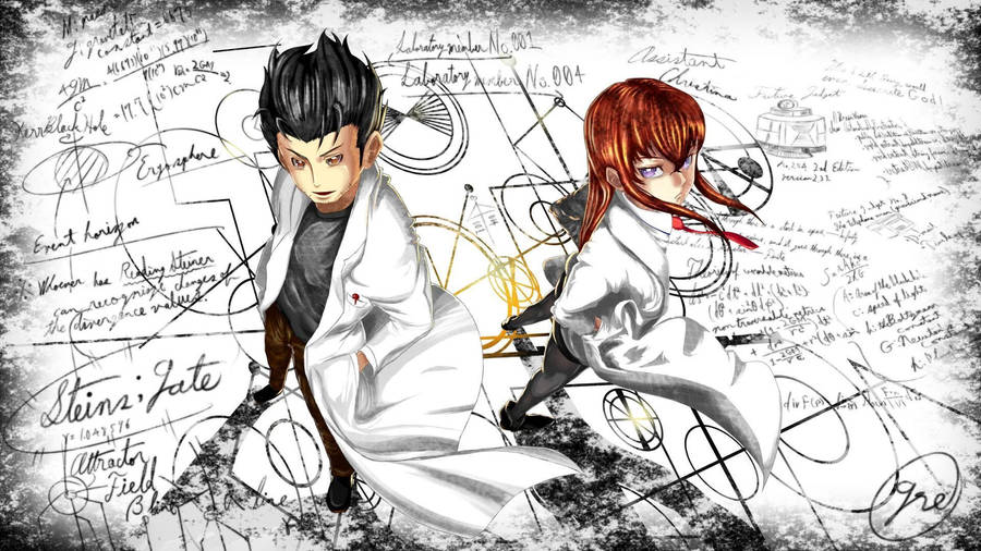 Steins Gate Makise And Okabe In Lab Coat Wallpaper