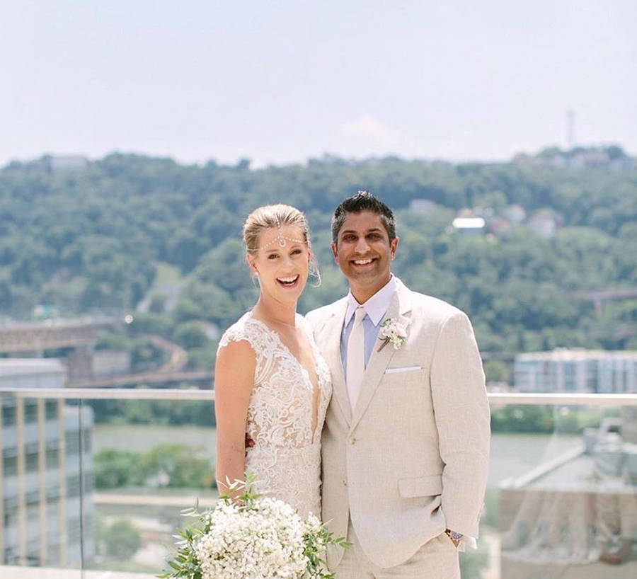 Stephen And Alison Riske-amritraj In Wedding Attires Wallpaper