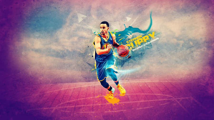 Stephen Curry Looks Cool During A Basketball Dunk Wallpaper