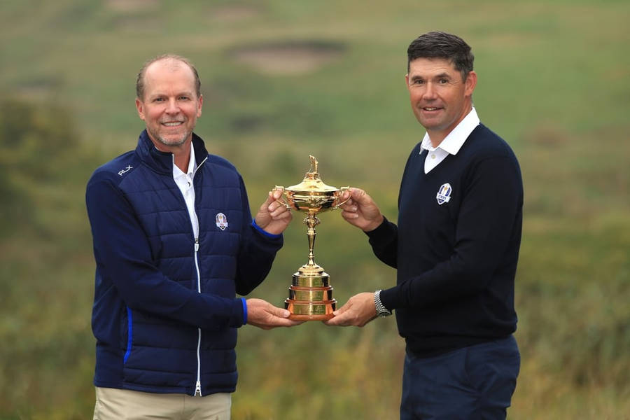 Steve Stricker Alongside Padraig Harrington On The Golf Course Wallpaper