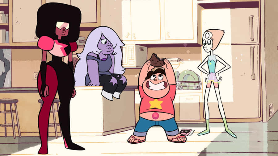 Steven Universe Characters Kitchen Room Wallpaper