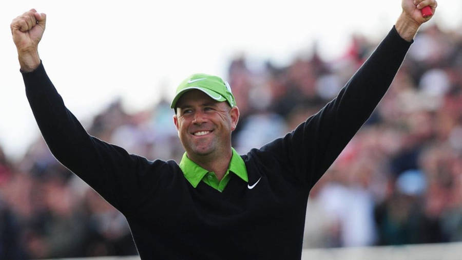 Stewart Cink Jubilantly Celebrates After A Triumphant Championship Victory Wallpaper