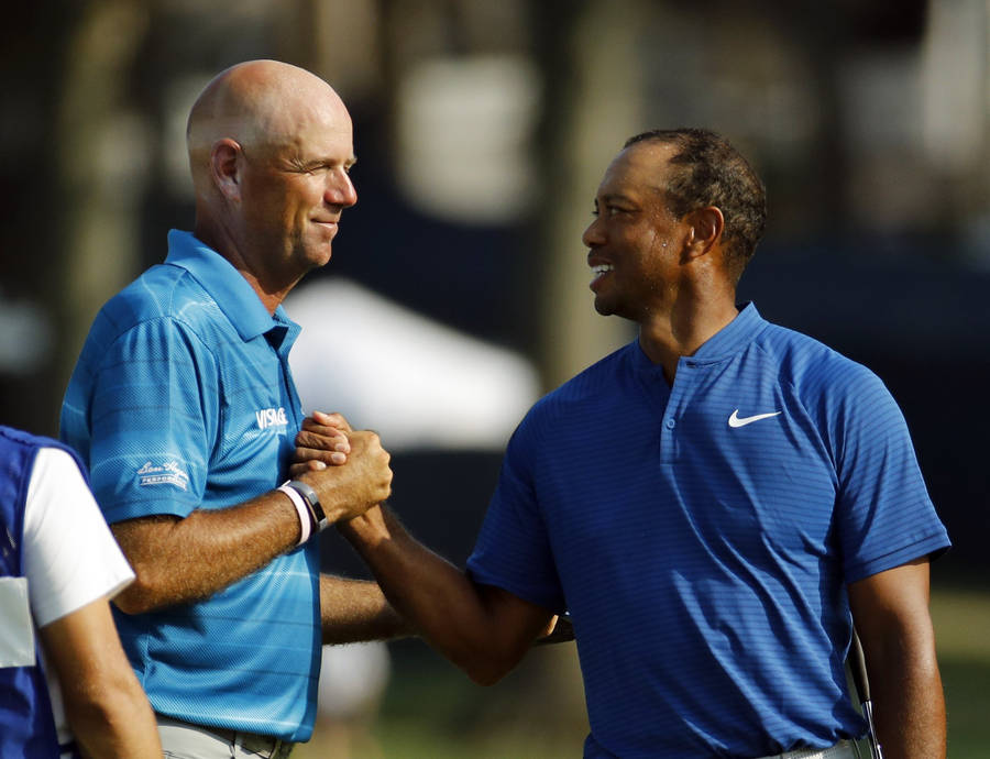 Stewart Cink Shaking Hands With Tiger Woods Wallpaper