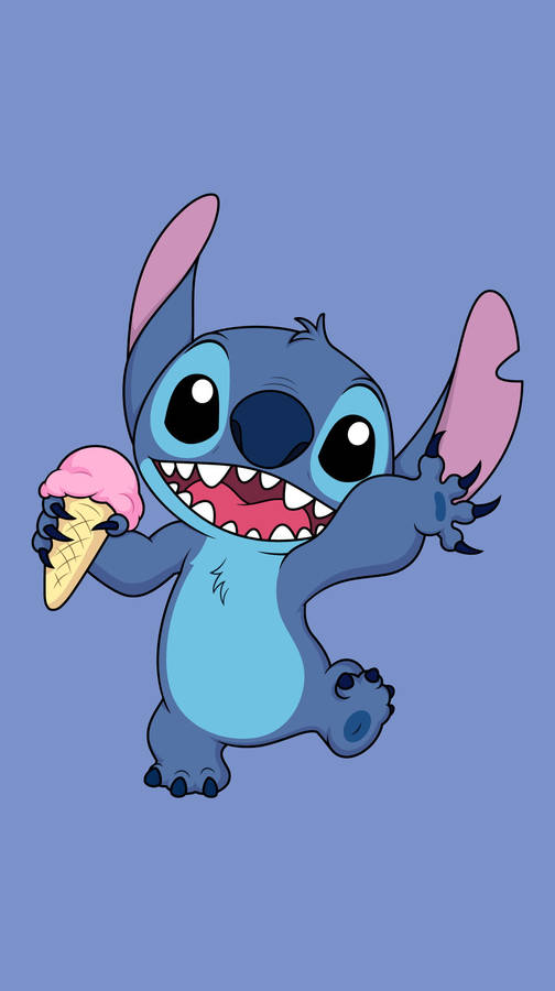 Stitch From Disney Holding Ice Cream Wallpaper