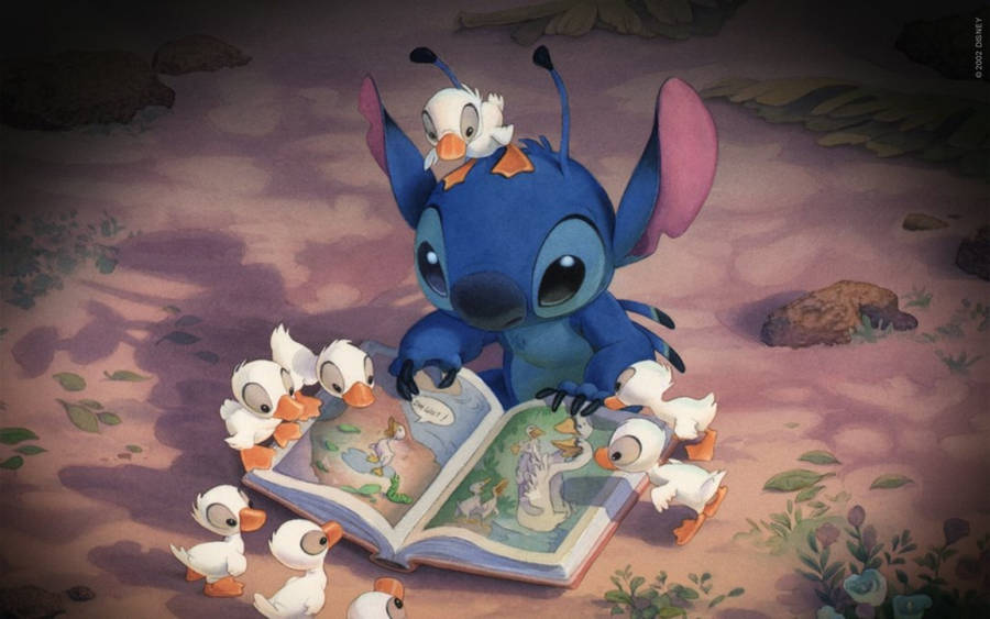 Stitch From Disney With Ducklings Wallpaper