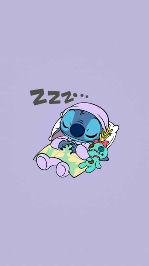 Stitch Sleeping With A Stuffed Animal Wallpaper