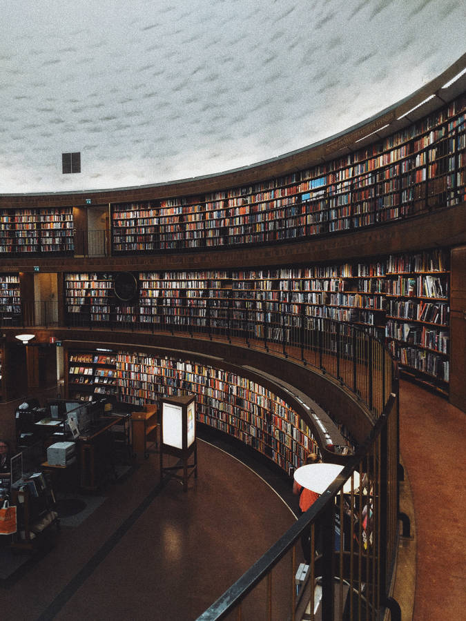 Stockholm Public Library With Reference Books Wallpaper