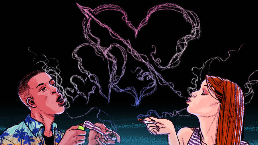 Stoner Couple Art Wallpaper